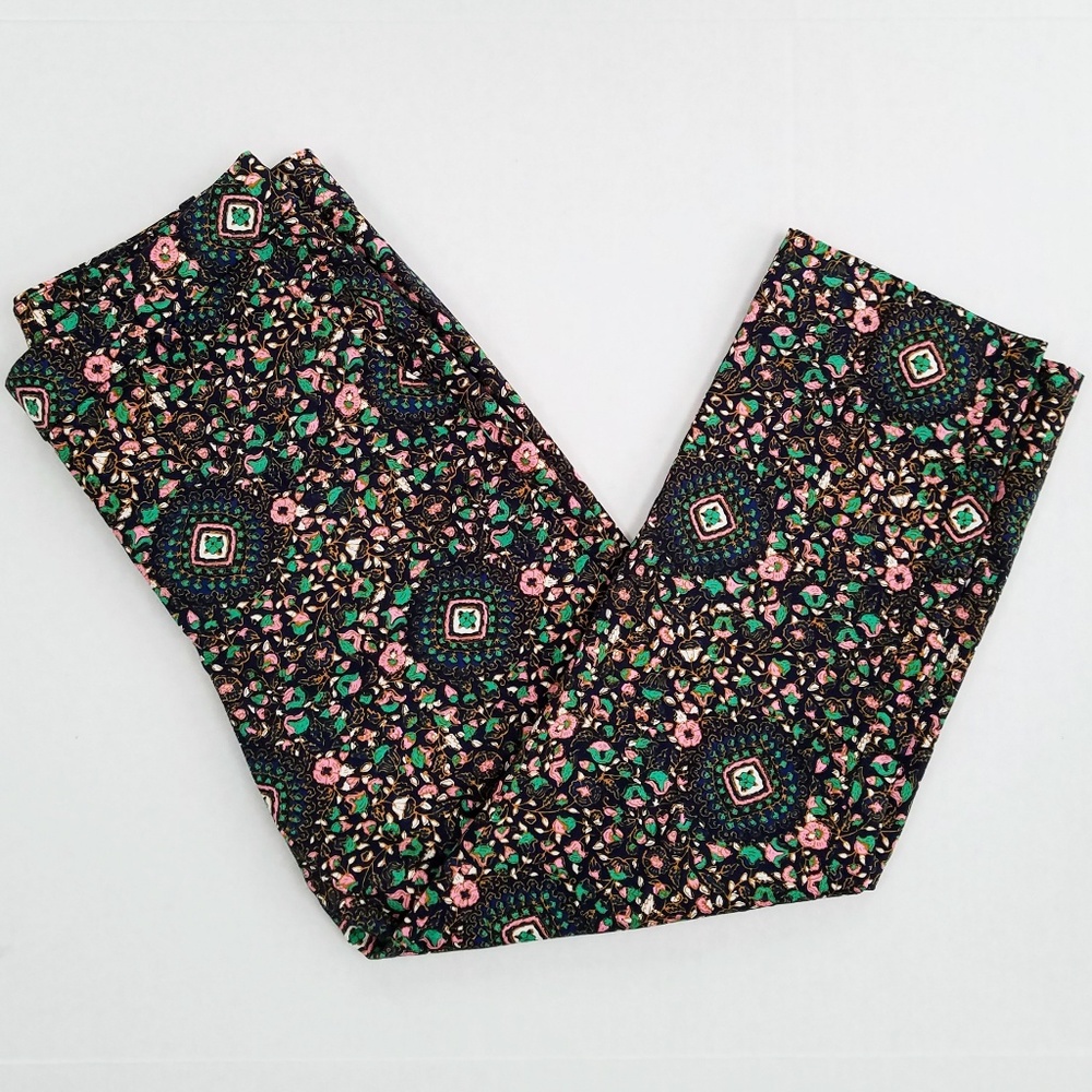 J.Crew Blue, Green Pink Floral Geometric Print Skimmer Ankle Pants Size 6